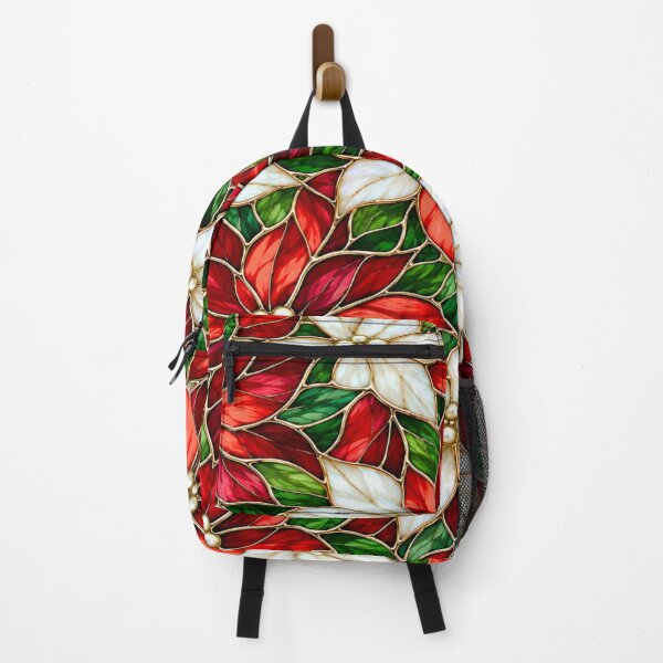 Item preview, Christmas Poinsettias Stained Glass Inspired Floral Pattern designed and sold by Tetete.