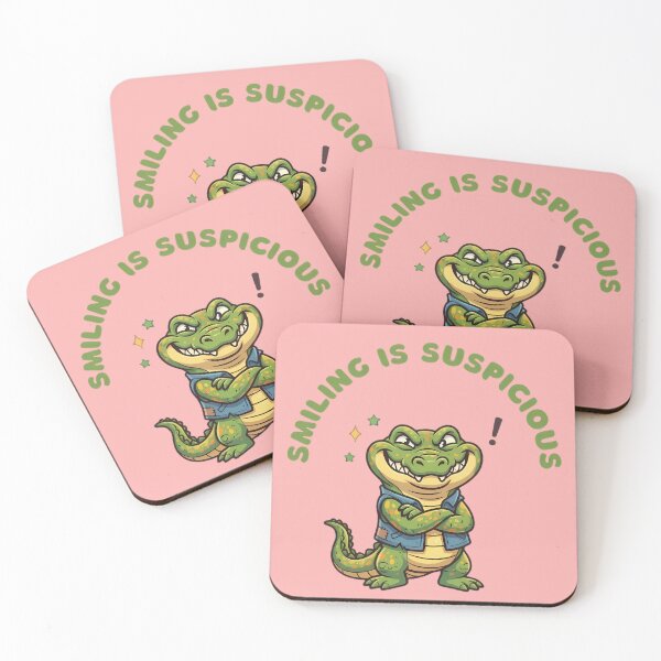 Item preview, Smiling Is Suspicious Funny Crocodile Cartoon designed and sold by ZeroContextArt.