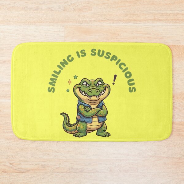 Item preview, Smiling Is Suspicious Funny Crocodile Cartoon designed and sold by ZeroContextArt.