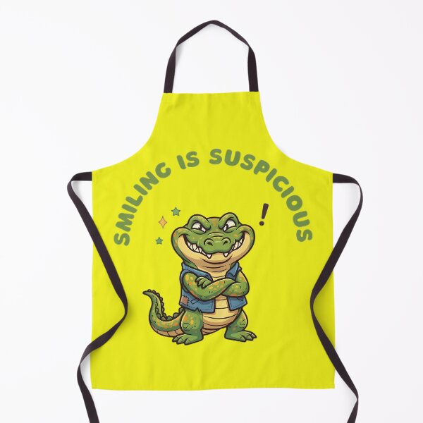 Item preview, Smiling Is Suspicious Funny Crocodile Cartoon designed and sold by ZeroContextArt.