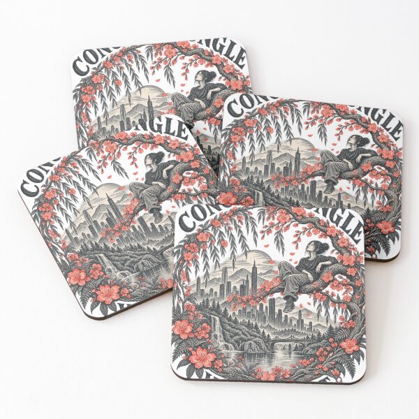 Item preview, Concrete Jungle Wild Heart - Woman in Cherry Blossom Tree City Skyline Design designed and sold by KIDEnia.
