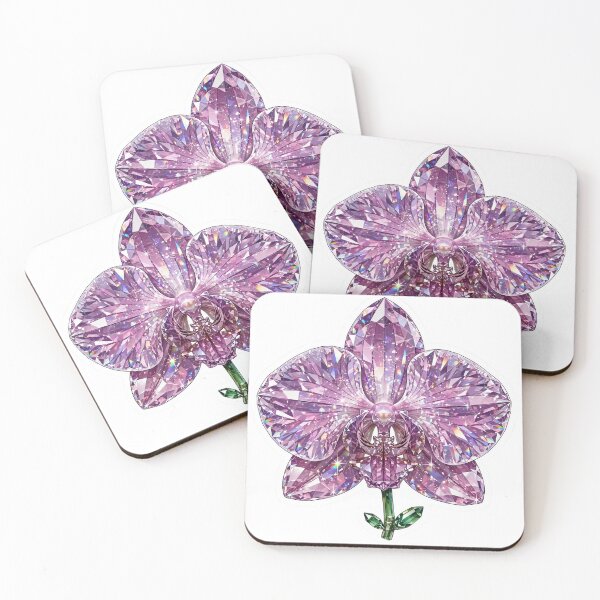 Item preview, Orchid Crystal Sticker - Amethyst Orchid Bloom With Emerald Green Stem designed and sold by Crystal Critters .