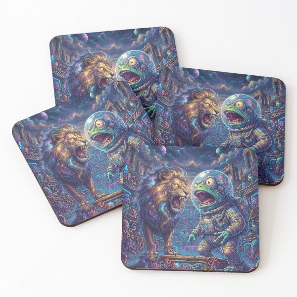 Item preview, Cosmic Lion and Frightened Alien Frog in Space Arena designed and sold by Rain-Road.
