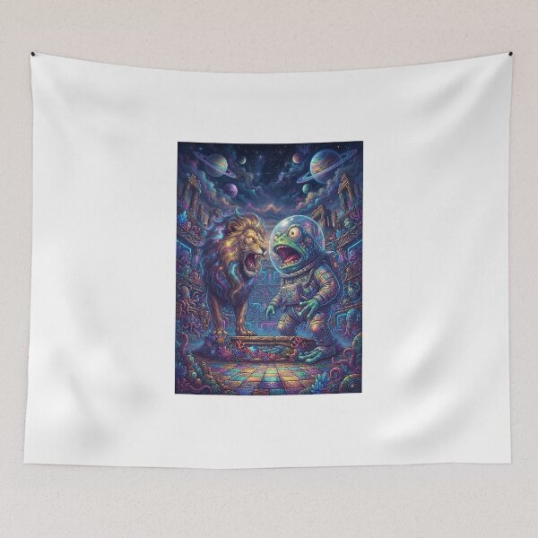 Item preview, Cosmic Lion and Frightened Alien Frog in Space Arena designed and sold by Rain-Road.