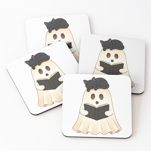 Item preview, Cute Ghost Reading a Book with Sleeping Black Cat - Halloween 2026 designed and sold by seelee123.