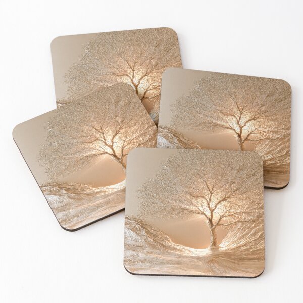 Item preview, Golden Tree of Life Minimalist Desert Landscape Art Print designed and sold by MargaretWiktor.