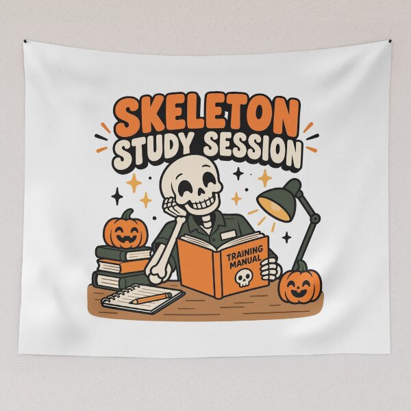 Item preview, Skeleton Study Session Spooky Student Humor designed and sold by CleanDecor.