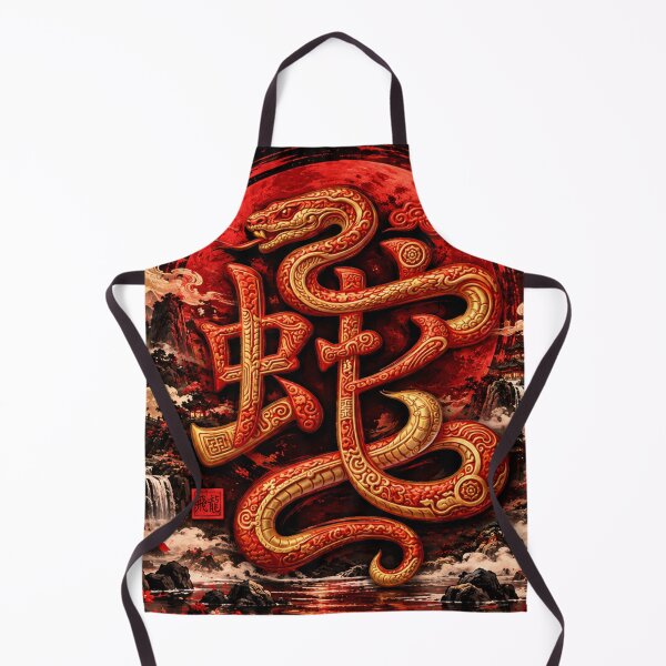 Item preview, Golden Snake Chinese Zodiac Red Moon Fantasy Art designed and sold by Fei Long Design Hub.