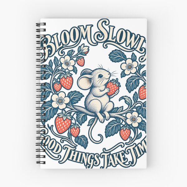Item preview, Bloom Slowly Good Things Take Time Cute Mouse Strawberry T-Shirt Design designed and sold by KIDEnia.