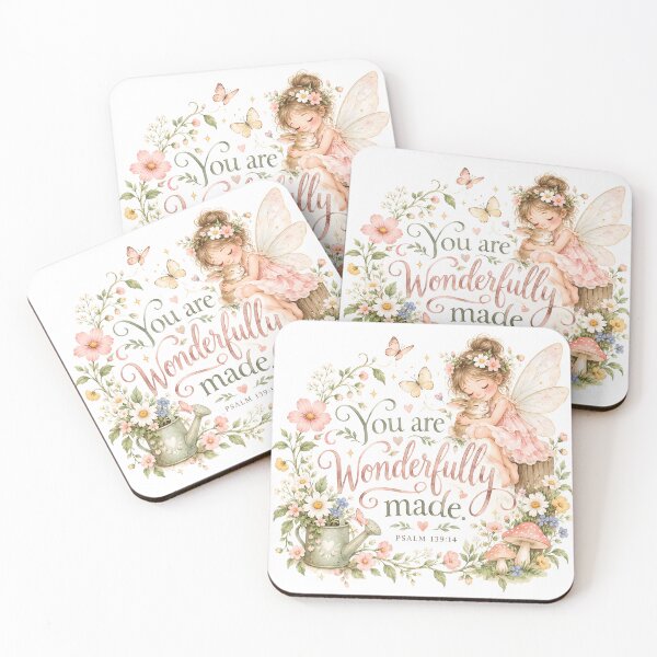 Item preview, Wonderfully Made Fairy – Christian Cottagecore Bible Verse Art designed and sold by looplandger.