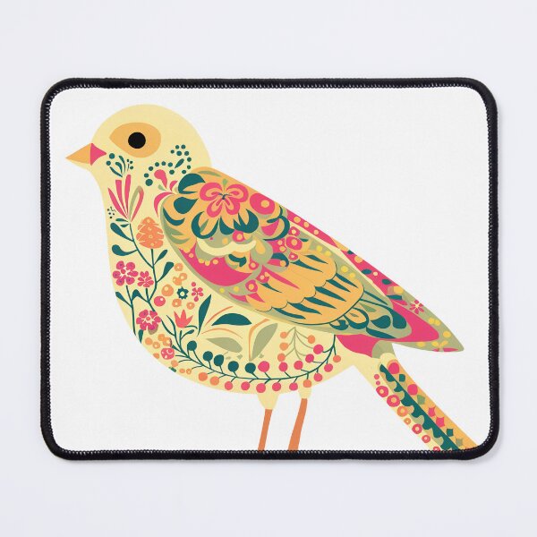 Item preview, Scandinavian Floral Bird Art Print | Botanical Folk Bird Illustration designed and sold by Filora Atelier | Bird Art.