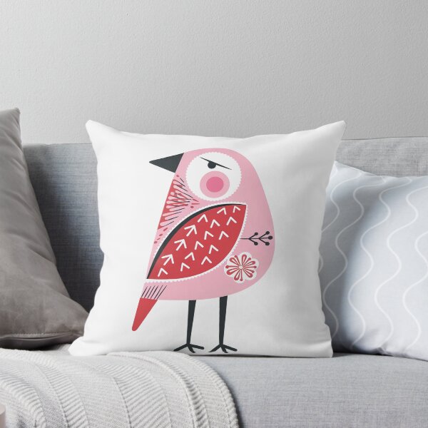 Item preview, Pink Folk Bird Art  | Scandinavian Whimsical Bird Illustration designed and sold by Filora Atelier | Bird Art.