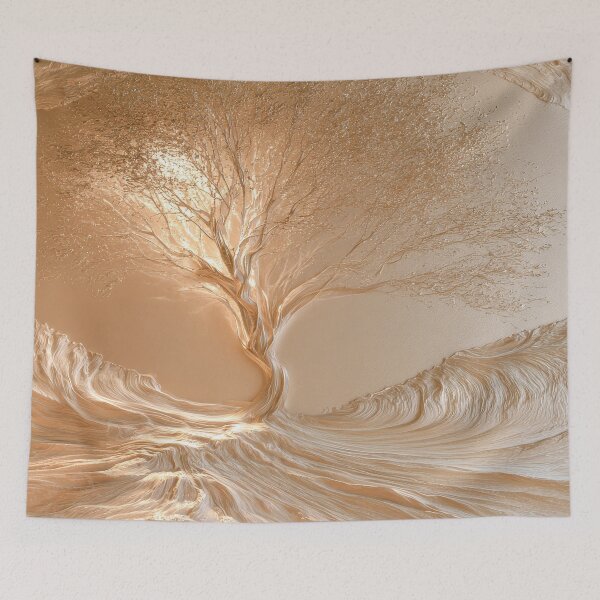 Item preview,  Golden Tree of Life Minimalist Desert Landscape Art Print designed and sold by MargaretWiktor.