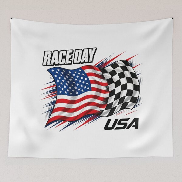Artikelvorschau, Renntag USA Zielflagge Amerikanische Rennstrecke Motorsport entworfen und verkauft von davereynold.