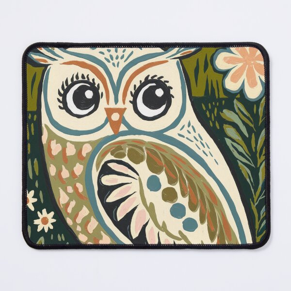 Item preview, Folk Art Owl Print | Colorful Botanical Owl Painting  designed and sold by Filora Atelier | Bird Art.