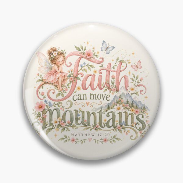 Artikelvorschau, Faith Can Move Mountains – Christian Fairy Floral Bible Verse Art entworfen und verkauft von looplandger.