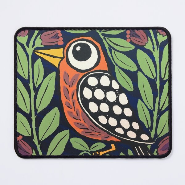 Item preview, Orange Folk Bird Print | Scandinavian Botanical Bird Art designed and sold by Filora Atelier | Bird Art.