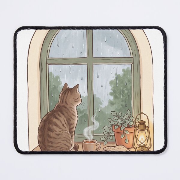 Item preview, Tabby Cat Watching the Rain from a Cozy Window designed and sold by Moti Vaknin.