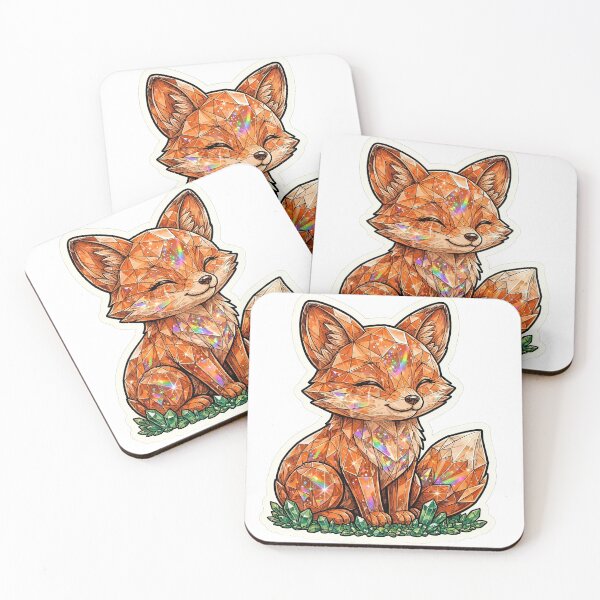 Item preview, Fox Crystal Sticker - Citrine Orange Fox With Emerald Base designed and sold by Crystal Critters .