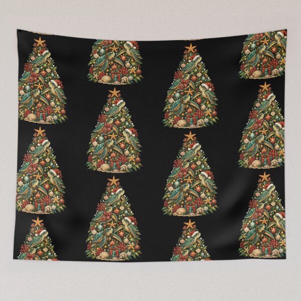 Item preview, Tropical Sea Turtle Christmas Tree – Ocean Holiday Tree designed and sold by SOUFIANE1991.
