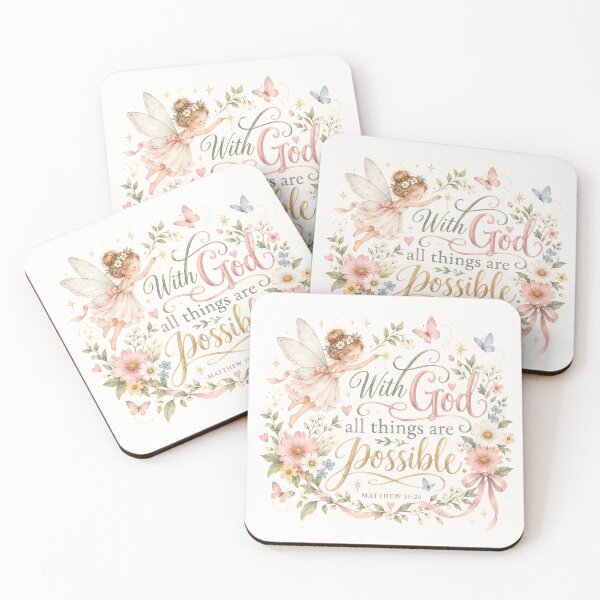 Item preview, With God All Things Are Possible – Christian Fairy Floral Bible Verse Art designed and sold by looplandger.