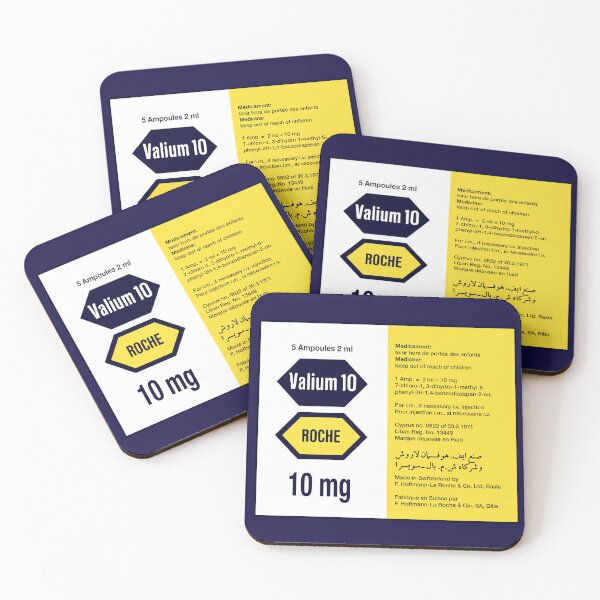 Aperçu de l'œuvre Étiquette pharmaceutique vintage Valium 10 – Design d'emballage médical rétro des années 1970 créée et vendue par PharmaOriginals.