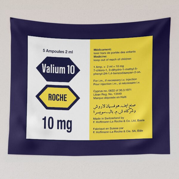 Item preview, Vintage Valium 10 Pharmaceutical Label – Retro 1970s Medical Packaging Design designed and sold by PharmaOriginals.