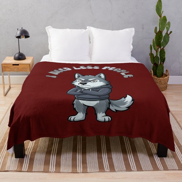 Item preview, I Need Less People Funny Wolf designed and sold by ZeroContextArt.