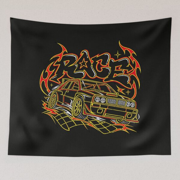 Item preview, Race – Neon Street Racing Car and Flames designed and sold by AwesomeBeyondLimits.