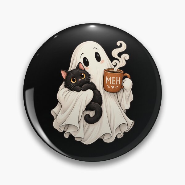 Item preview, Charming Ghost Holding Black Kitten MEH Coffee Mug Autumn designed and sold by adiencarteras.