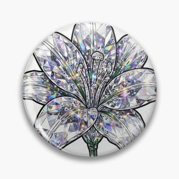 Item preview, Lily Crystal Sticker - Diamond White Lily Bloom With Emerald Green Stem designed and sold by Crystal Critters .