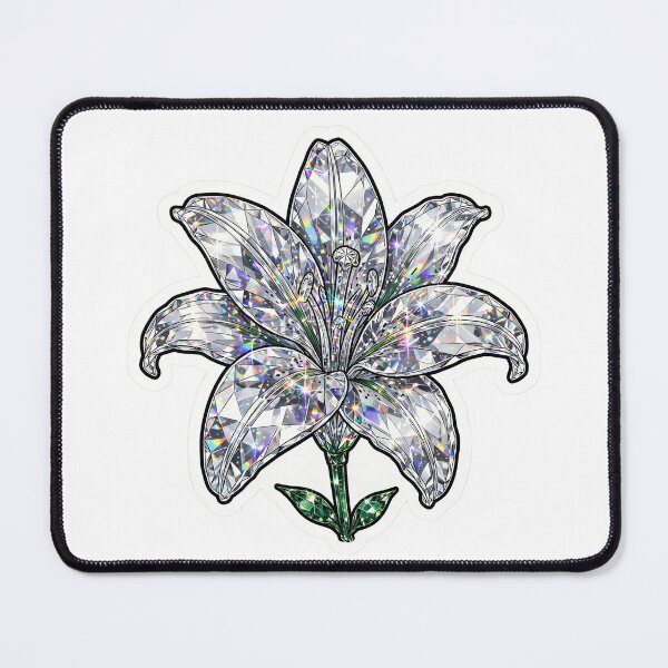 Item preview, Lily Crystal Sticker - Diamond White Lily Bloom With Emerald Green Stem designed and sold by Crystal Critters .