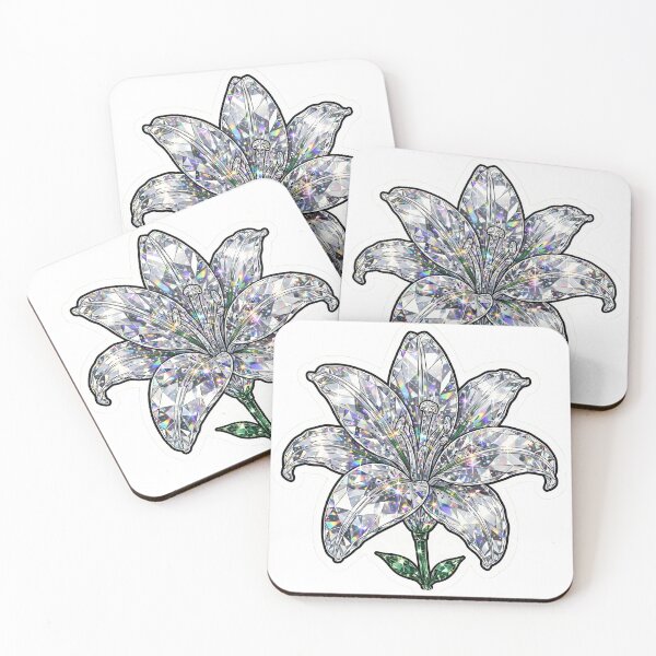 Item preview, Lily Crystal Sticker - Diamond White Lily Bloom With Emerald Green Stem designed and sold by Crystal Critters .