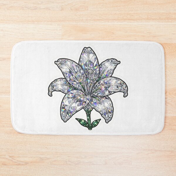 Item preview, Lily Crystal Sticker - Diamond White Lily Bloom With Emerald Green Stem designed and sold by Crystal Critters .
