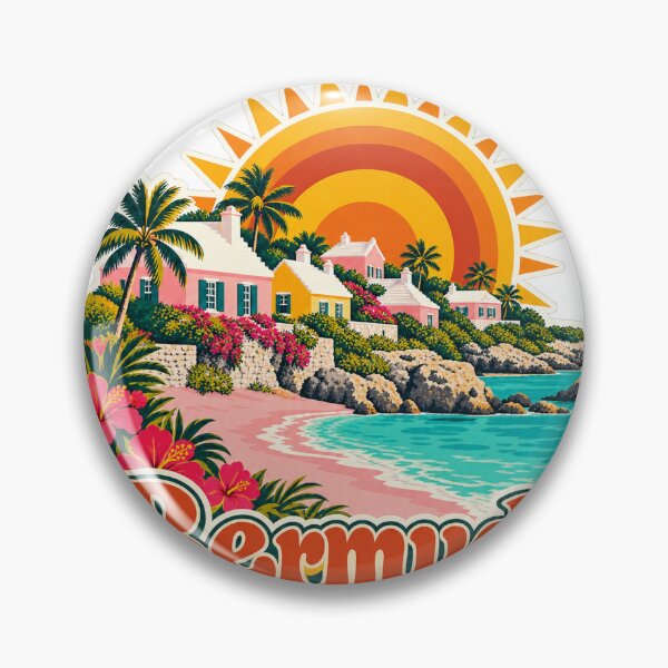 Artikelvorschau, Bermuda-Reisesouvenir – Retro-Illustration entworfen und verkauft von VisualArtsOasis.