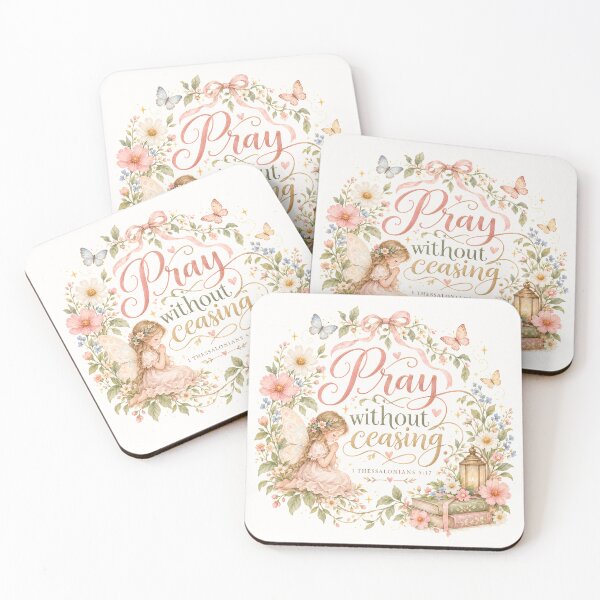 Item preview, Pray Without Ceasing – Christian Fairy Floral Bible Verse Art designed and sold by looplandger.
