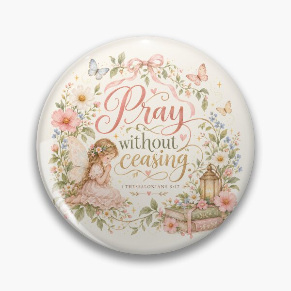 Artikelvorschau, Pray Without Ceasing – Christian Fairy Floral Bible Verse Art entworfen und verkauft von looplandger.