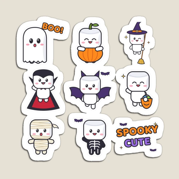 Pip's Halloween Costume Party - Cute Spooky Sticker Pack — Magnet by BiMood