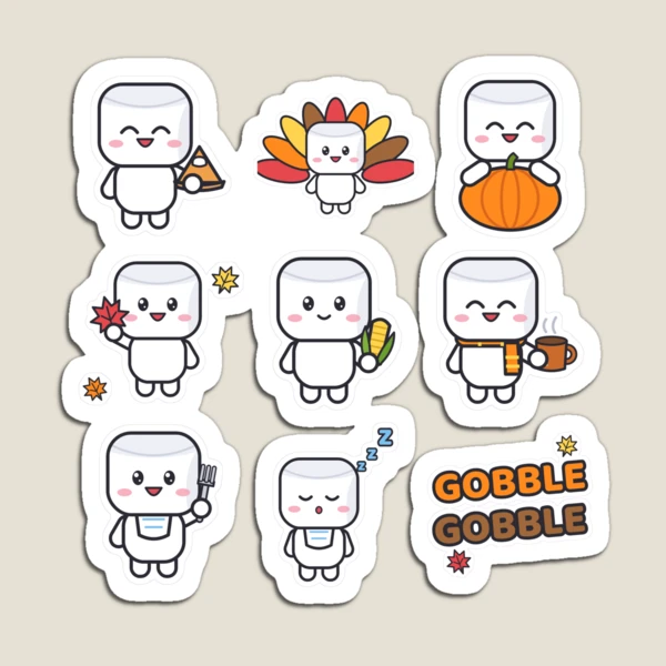 Pip's Thanksgiving Feast - Cute Autumn Food Sticker Pack — Magnet by BiMood