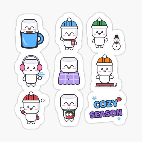Pip's Cozy Winter - Cute Hot Cocoa & Snow Sticker Pack — Sticker by BiMood
