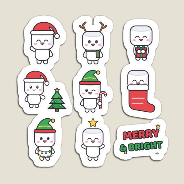 Pip's Merry Christmas - Cute Holiday Sticker Pack — Magnet by BiMood