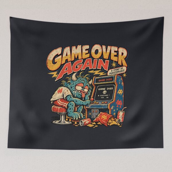 Item preview, Game Over Again – Retro Arcade Gamer Monster designed and sold by AwesomeBeyondLimits.