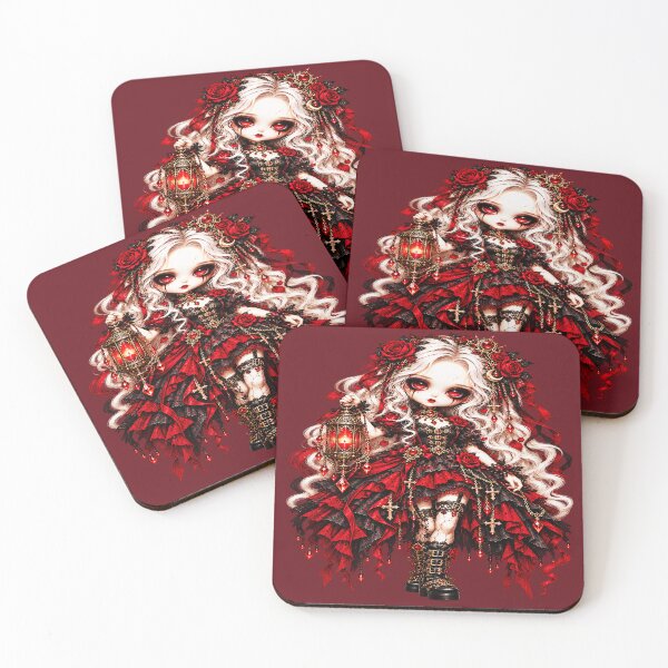 Item preview, Violetta The Crimson Lantern Doll – Gothic Porcelain Doll designed and sold by TheInkRaven.