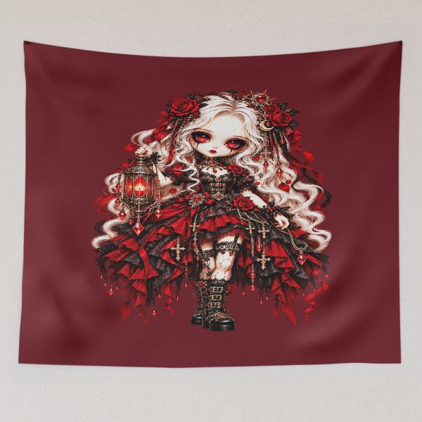 Item preview, Violetta The Crimson Lantern Doll – Gothic Porcelain Doll designed and sold by TheInkRaven.