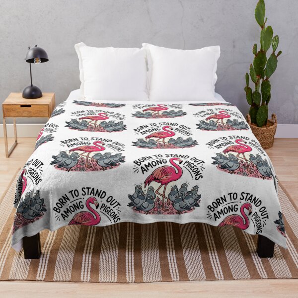 Item preview, Born To Stand Out Among Pigeons Pink Flamingo Individuality Quote Art designed and sold by raedattia.