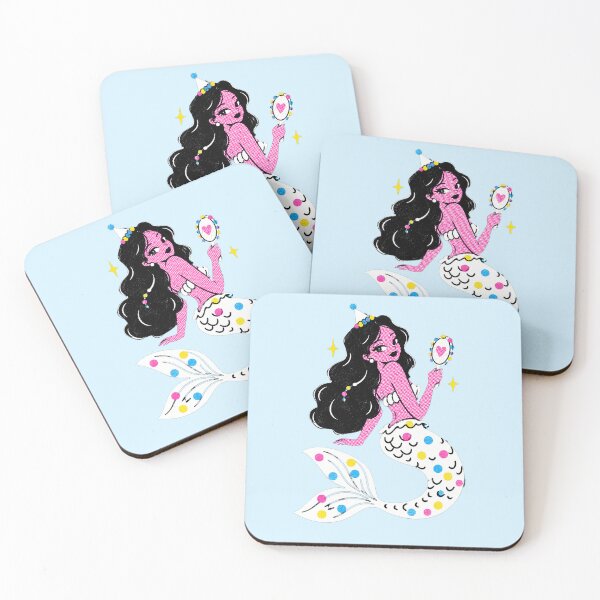 Item preview, Sirena retro con espejo: ilustración de arte popular en semitonos rosas. designed and sold by El Brown Mercado.