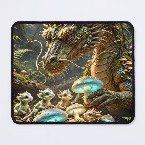 Item preview, Enchanted Forest Dragon Family with Baby Wyrms – Magical Woodland Fantasy Artwork designed and sold by DrakariArt.