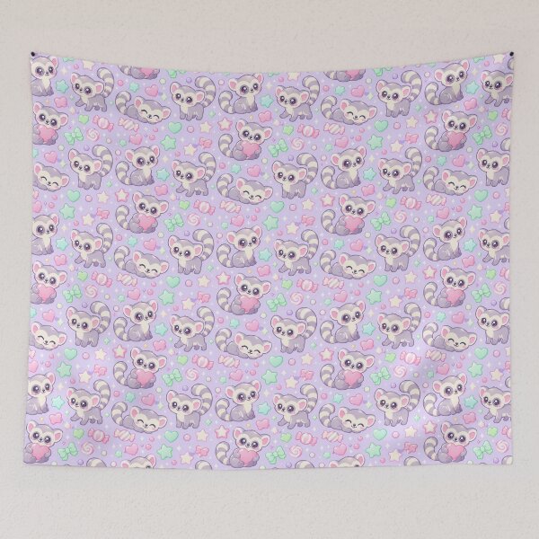 Item preview, Kawaii Gummy Lemurs with Candy Hearts and Stars designed and sold by Soft Berry Studio.