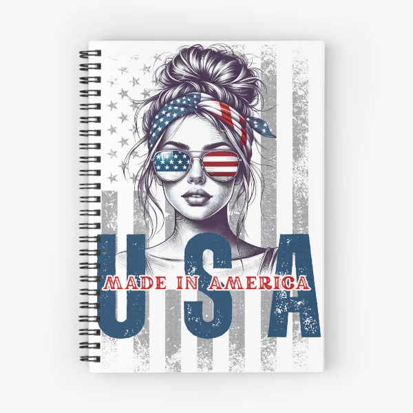 American Girl USA | 4th of July PNG | Patriotic Design — Spiral Notebook by BiMood