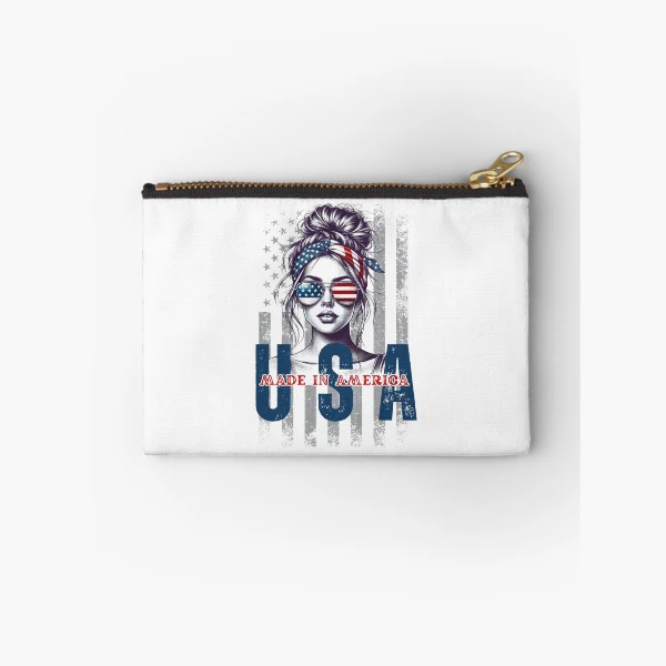 American Girl USA | 4th of July PNG | Patriotic Design — Zipper Pouch by BiMood